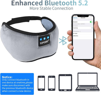 Bluetooth Sleep Eye Mask Wireless Headphones, Sleeping Eye Cover Travel Music Headsets with Microphone Handsfree, Sleep Headphones for Side Sleepers Men Women