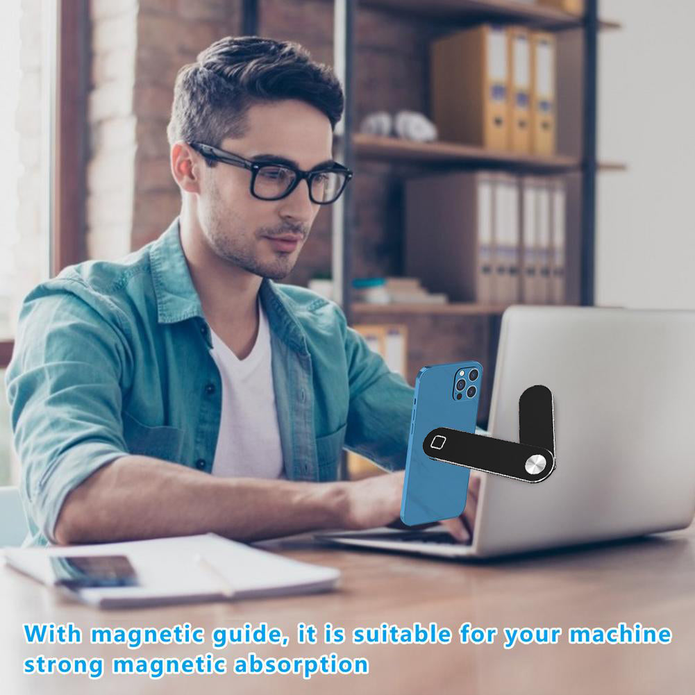 Laptop Phone Holder, Adjustable Laptop Side Mount Clip, Magnetic Laptop Monitor Mount, Computer Laptop Cellphone Stand Foldable Aluminum Expansion Bracket Tablet Clip for Dual Screen